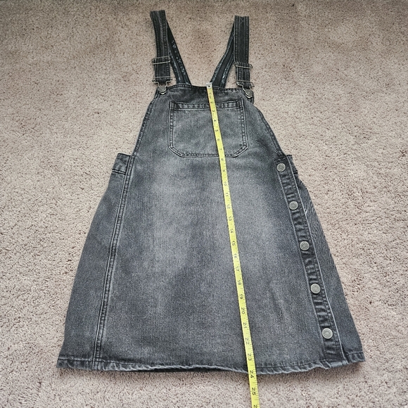 Free People Louise Denim Skirt Overall Rocky Mountain Black Sz 4 with adj Straps - Picture 5 of 8